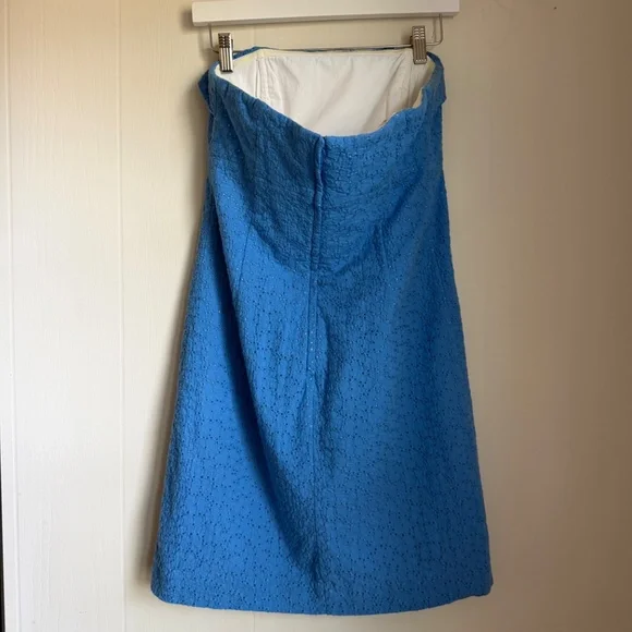 Lilly Pulitzer Brynne Strapless Blue Eyelet Dress Sz 6 Preppy Coastal Feminine - Picture 5 of 13